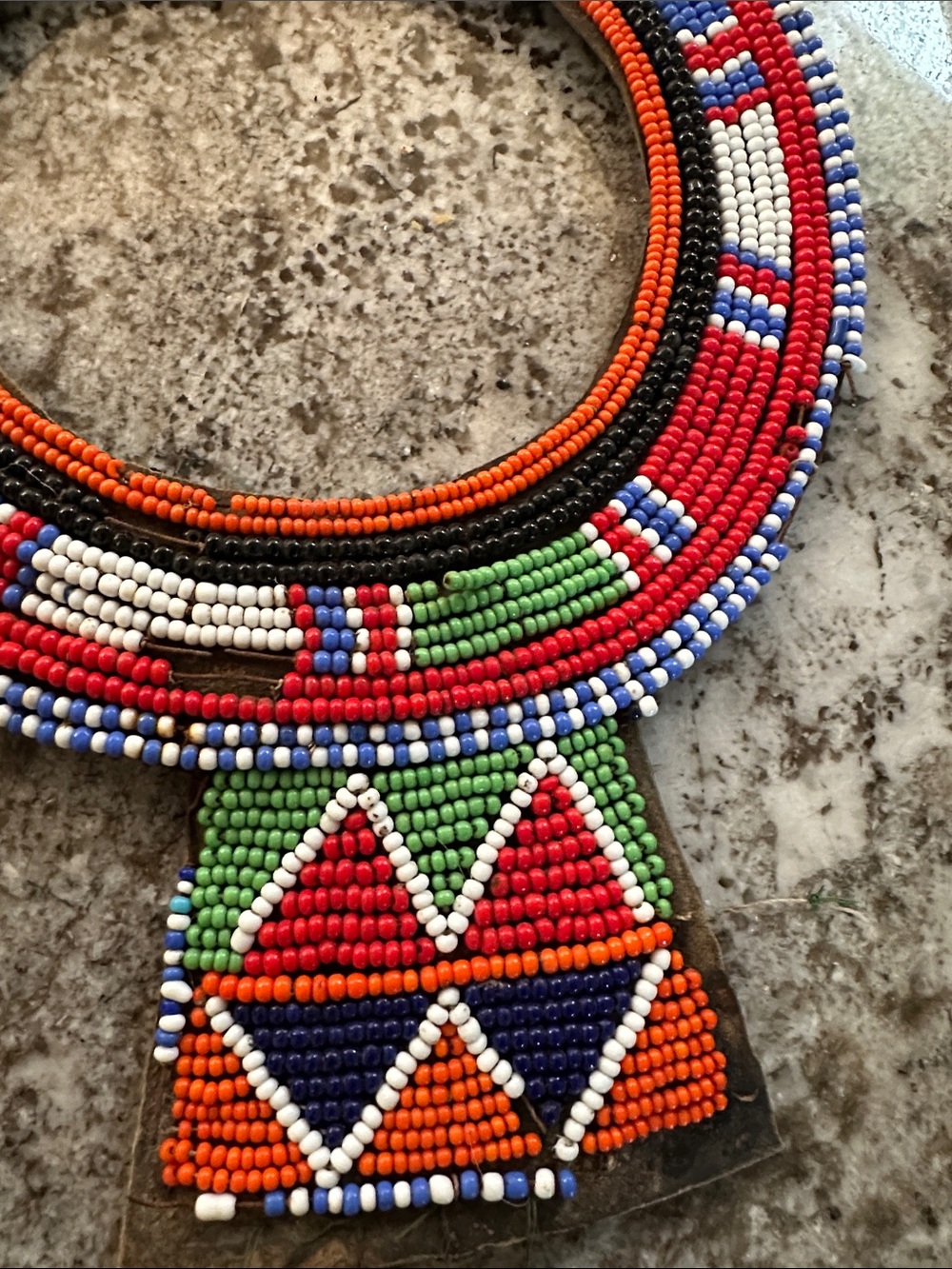 Hand Made African Beaded Necklace by Masai Tribe - Picture 4 of 4
